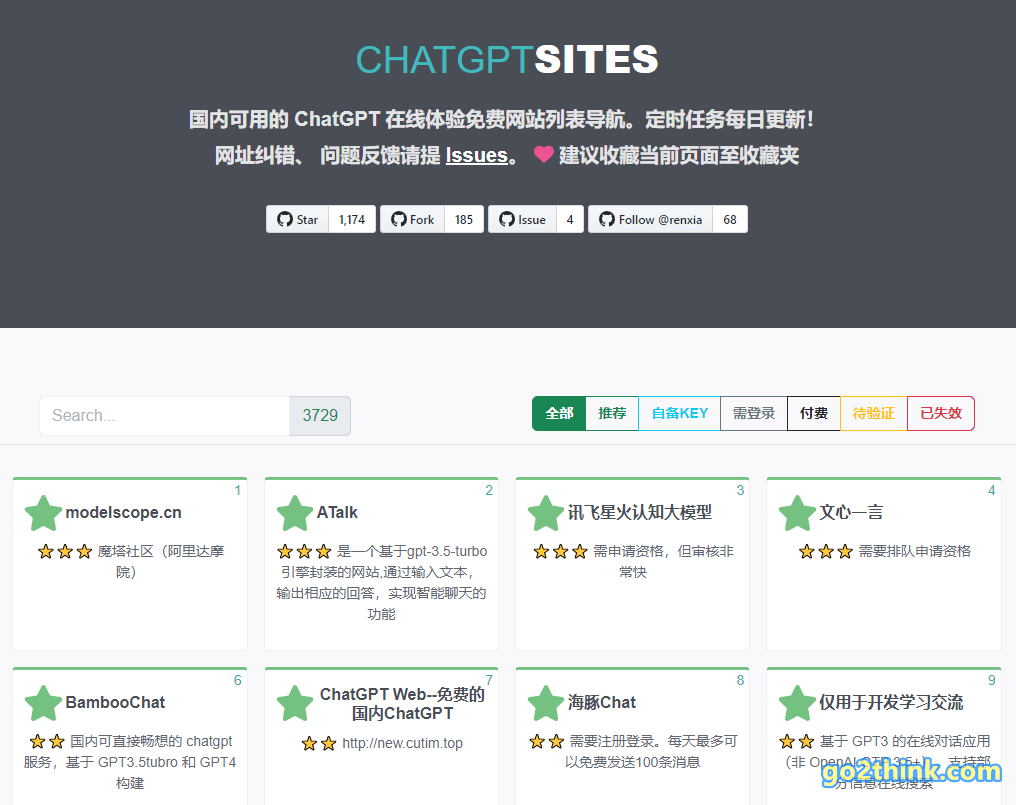 ChatGPT 免费网站在线体验列表导航站